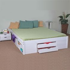 eoshop Multifunkcionalni bračni krevet KLASA 160x200 cm, bijeli lak, s ladicama i podnicom