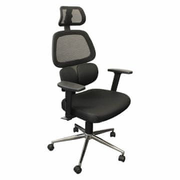 eoshop Uredska stolica TIKITERE crna, mrežasta, s naslonom za glavu i lumbalnom potporom