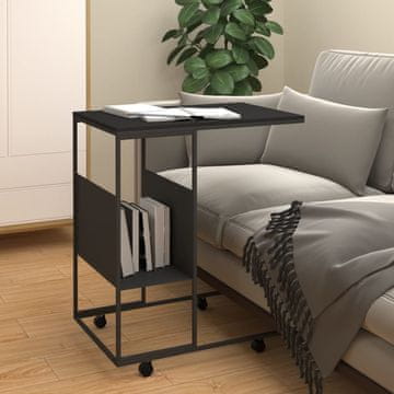Vidaxl Pomoćni stolić na kotačima Crni 55x36x63,5 cm