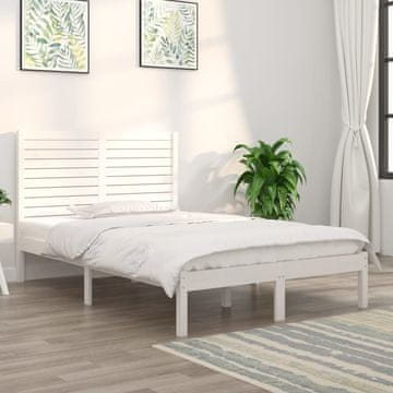Vidaxl Okvir za krevet od bijelog punog drva 135x190 cm za dvije osobe