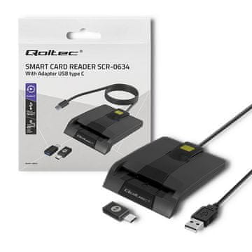 Qoltec Qoltec inteligentni čitač čip kartice ID SCR-0634 | USB 2.0 i USB-C adapter