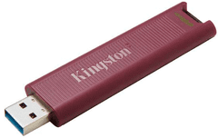 Kingston DT Max USB pogon, 256 GB, 3.2 Gen2, 1000/900MB/s, metalni, klizni konektor, crveni (DTMAXA/256GB)