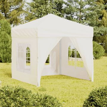 Vidaxl Sklopivi šator za zabave sa stranicama, krem, 2x2 m