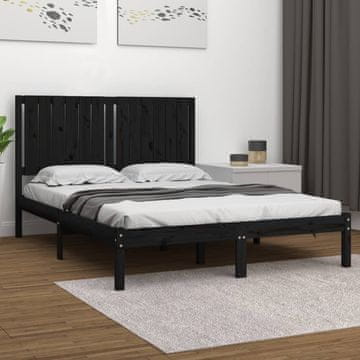 Vidaxl Okvir za krevet crni masivni borov drvo 140x190 cm