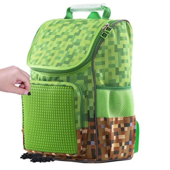 Pixie Crew Minecraft školska torba, zeleno-smeđa