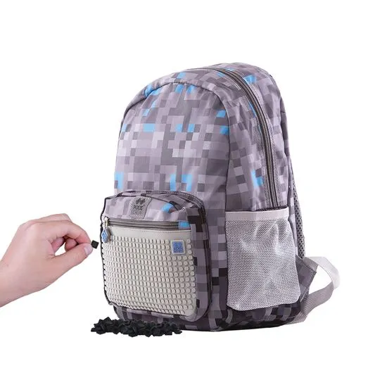 Pixie Crew Minecraft kreativna školska torba, sivo-plava
