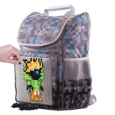 Pixie Crew Minecraft školska torba, sivo-plava