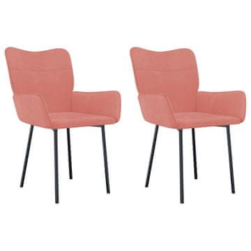 Vidaxl Blagovaonske stolice 2 kom ružičaste baršunaste