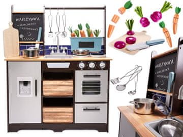 Ikonka Aga Dječja drvena kuhinjica MDF LOFT XXL s priborom