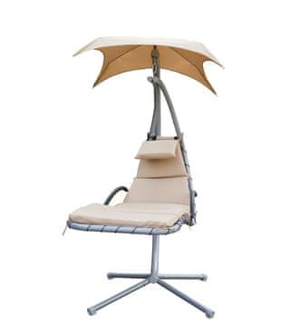 Rojaplast Elegantna Vrtna Metalna Ljuljačka - Bež Boje, Stabilna i Sklopiva