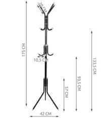 Malatec Metalna vješalica za kapute i šešire 170cm crna