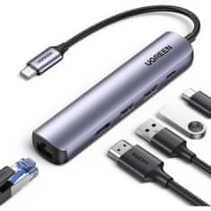 Ugreen USB-C priključna stanica, USB3.0, 3x RJ45, USB-C (20932)
