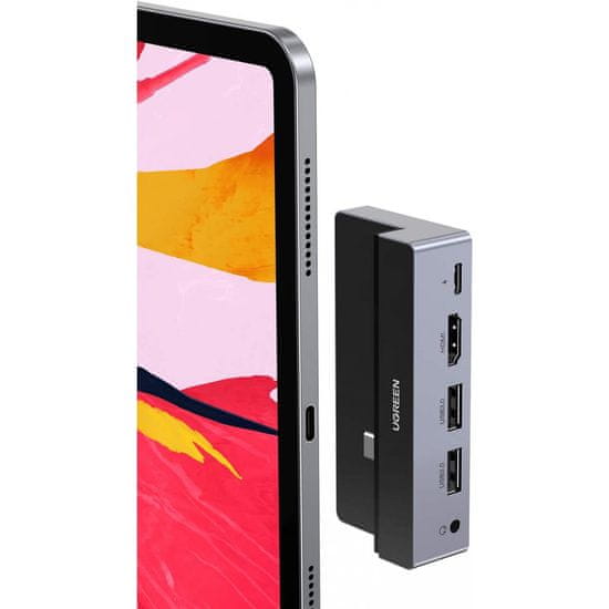 Ugreen USB pretvarač, USB-C na 2xUSB 3.0, HDMI, 3,5 mm, PD, crna (70688)