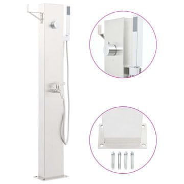 Vidaxl Vrtna slavina za tuš 110 cm od nehrđajućeg čelika