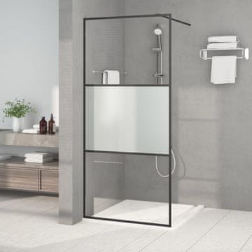 Vidaxl Tuš paravan, crni, 90x195 cm, polumatno ESG staklo