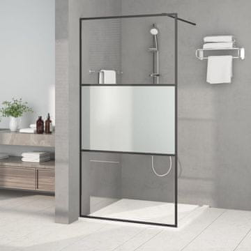 Vidaxl Tuš paravan, crni, 100x195 cm, polumatno ESG staklo