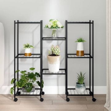 Vidaxl Stalak za biljke s kotačima 83x25x83,5 cm Crno željezo