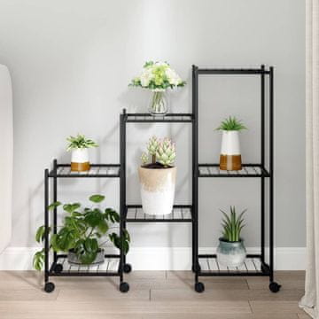 Vidaxl Stalak za biljke s kotačima 83x25x83,5 cm Crno željezo