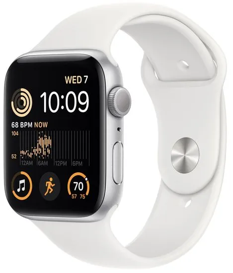 Apple Watch SE 2022 pametna ura, 44 mm, kućište Silver, remen White (MNK23BS/A)
