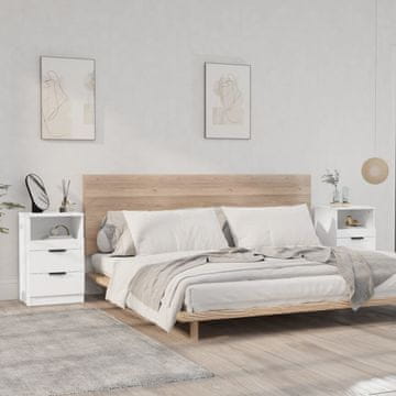 Vidaxl Noćni ormarići, set od 2, bijeli, materijal na bazi drva