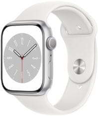 Apple Watch Series 8 pametni sat, 45 mm, kućište Silver, remen White (MP6N3BS/A)