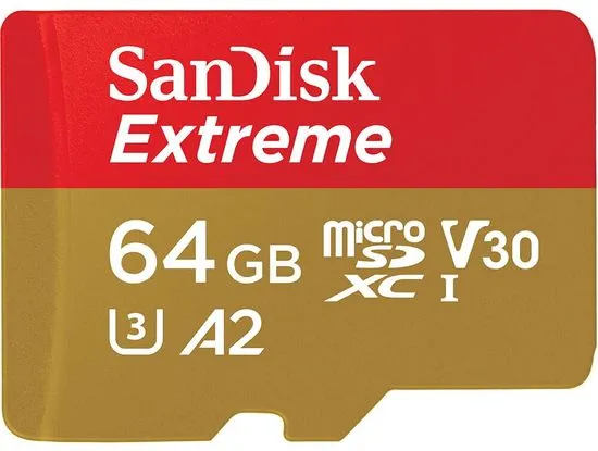 SanDisk Extreme micro SDXC memorijska kartica, 64 GB, kamera/dron, + adapter