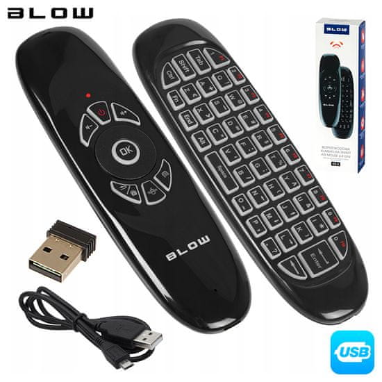 Blow Qwerty mini KS-3 tipkovnica / daljinski upravljač, bežična, WiFi, do 10m, crna