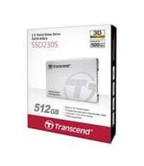 Transcend 230S SSD disk, 512 GB, 560/500 MB/s, 3D NAND, alu (TS512GSSD230S)