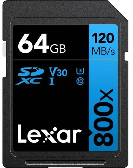 Lexar High-Performance SDXC memorijska kartica, 64 GB, 800x, UHS-I
