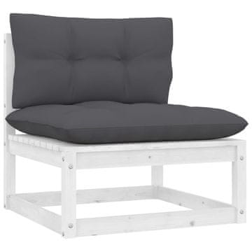 Vidaxl Vrtna sofa s antracit jastucima, bijelo drvo