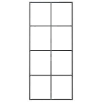 Vidaxl Klizna vrata crna 90 x 205 cm od stakla ESG i aluminija