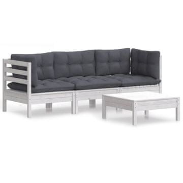 Vidaxl 4-dijelna vrtna garnitura od borovine s antracit jastucima