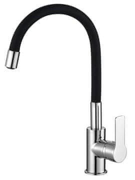 SAPHO AQUALINE Kuhinjska Slavina s Fleksibilnim Izljevom, Crno/Kromirana