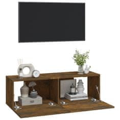 Vidaxl Zidni TV ormarići, 2 kom, dimljeni hrast, 100x30x30 cm