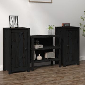 Vidaxl Ormarići, 2 kom, Crni, 39x35x80 cm, Masivno borovo drvo