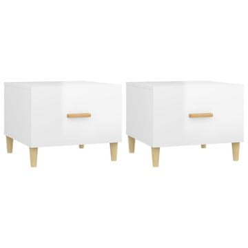 Vidaxl Stolići za kavu 2 kom sjajni bijeli 50x50x40 konstruirano drvo