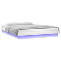 Vidaxl Okvir za krevet s LED rasvjetom bijeli 160x200 cm masivno drvo
