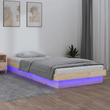 Vidaxl Okvir za krevet s LED svjetlom 100x200 cm Masivno drvo