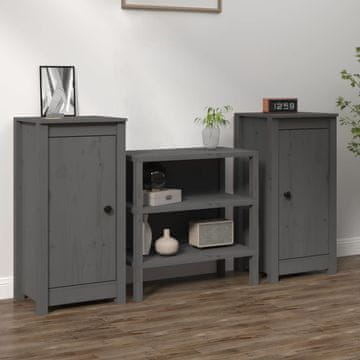 Vidaxl Ormarići, set od 2, sivi, 39x35x80 cm, masivno borovo drvo