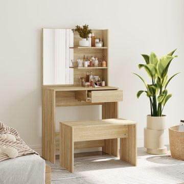 Vidaxl Set toaletnog stolića, hrast Sonoma, 74,5 x 40 x 141 cm