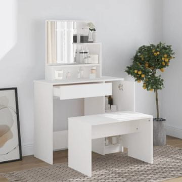Vidaxl Set toaletnog stolića bijeli 86,5 x 35 x 136 cm