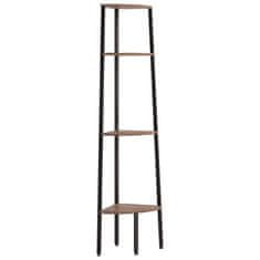Vidaxl Kutna polica s 4 razine tamnosmeđa i crna 45,5x31,5x150 cm