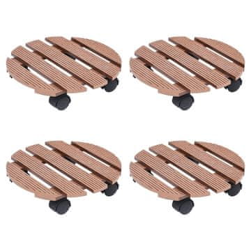 Vidaxl Kolica za biljke 4 kom smeđa Ø 30 x 7,5 cm WPC