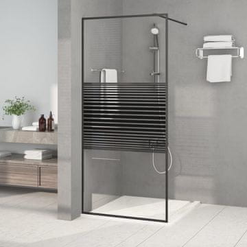 Vidaxl Tuš paravan crni 90x195 cm prozirno ESG staklo