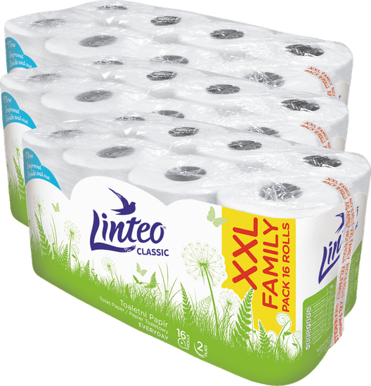 LINTEO Classic toaletni papir 2-slojni, 3 x 16 rola