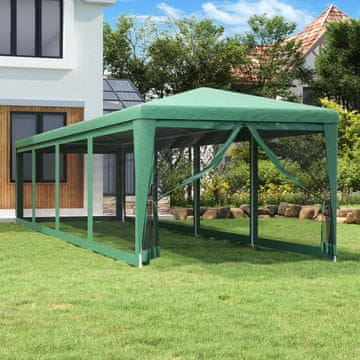 Vidaxl Šator za zabave s 10 mrežastih stijenki zeleni 3x12 m HDPE