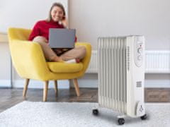 Well OIL2-2500 prijenosni električni uljni radijator, snaga 2500 W, 3 stupnja grijanja, termostat, 11 rebara, bijeli