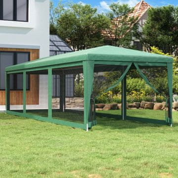Vidaxl Mrežasti šator za zabave s 8 stijenki, zeleni, 3 x 9 m HDPE