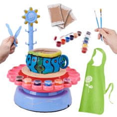 Ikonka Aga Kreativni set lončarsko kolo za djecu + glina i boje 600g