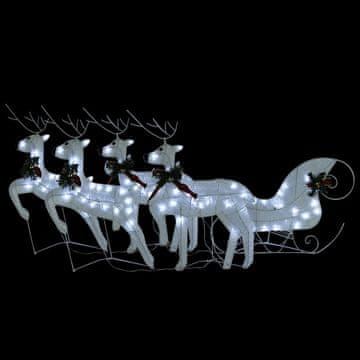 Vidaxl Ukrasni božićni sobovi i sanjke 100 LED žarulja vanjski bijeli